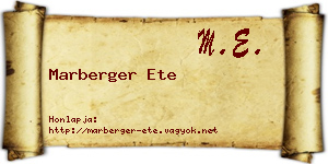 Marberger Ete névjegykártya
